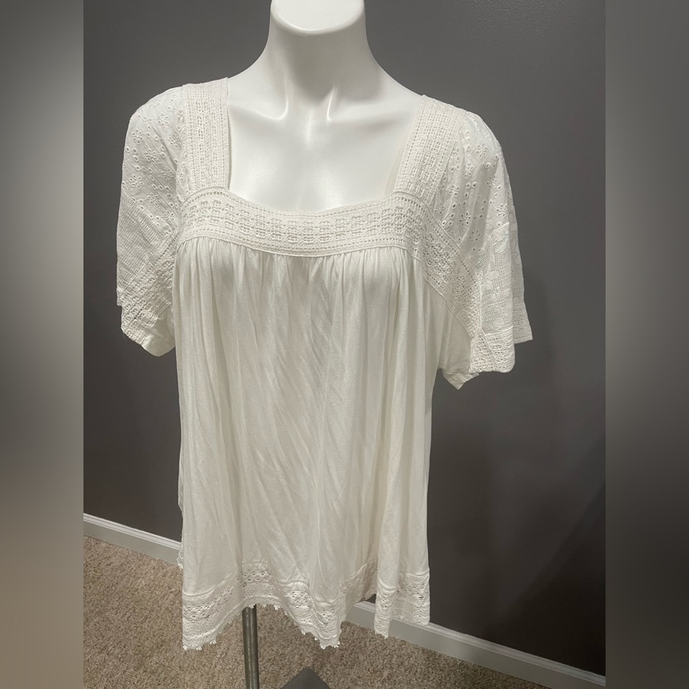 Lane Bryant white boho top